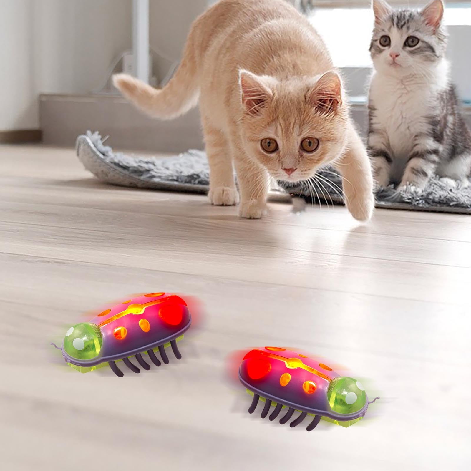 HEWANG Cat Electric Bug Toy,Pet Mini Cute Toy Battery Operated Toys,Cat Funny Interactive Toys,Unleash Nature,Anxiety Relief,Moving for Indoor Cats Chasing,Playing,Entertainment,Training (B)