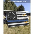 thumbnail image 3 of 4th of July RV Awning Sun Shade Screen 9'X15.3' Patriotic Stars Stripes Mesh Sunscreen Black White Blue USA Flag Wooden Awning Shade Screen with Zipper Completed Kits for RV Motorhome Camper, 3 of 7