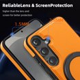 thumbnail image 6 of Allytechgroup Magnetic Case for Samsung Galaxy S22, Built-in Invisible 360° Rotatable Kickstand, Compatible with MagSafe, PU Leather Slim Shockproof Protective Phone Case Cover, Orange, 6 of 6