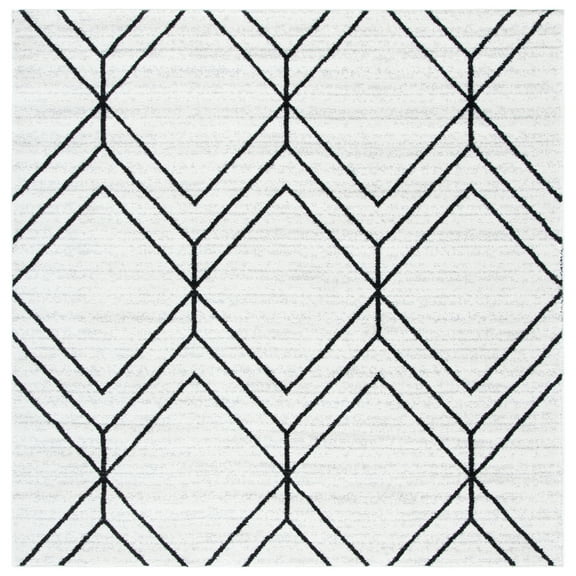 SAFAVIEH Adirondack Caitriona Geometric Squares Area Rug, Ivory/Black, 6' x 6' Square