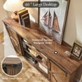 thumbnail image 2 of T4TREAM Farmhouse Sideboard Buffet Cabinet, 66" Wide Kitchen Storage Cabinet with 6 Drawers, Sliding Barn Door & Adjustable Shelf, Brown, 2 of 6
