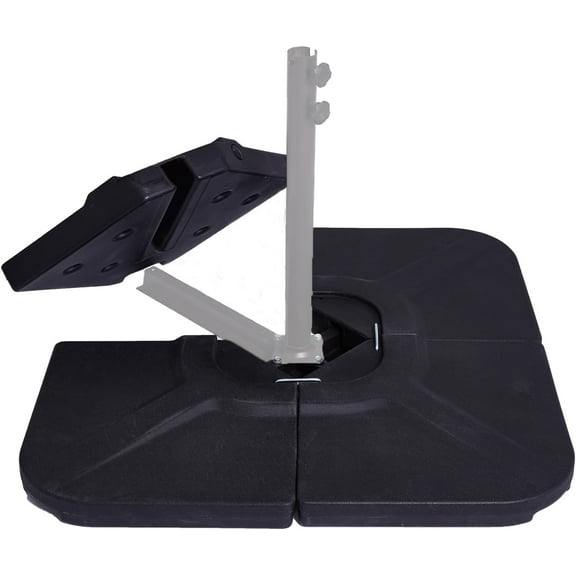 JEAREY 230lb Capacity 4-Piece Umbrella Base Stand Cantilever Offset Patio Umbrella Stand Heavy-Duty Outdoor Umbrella Stand Base Square Large Holder with Locking for Water or Sand (Black)