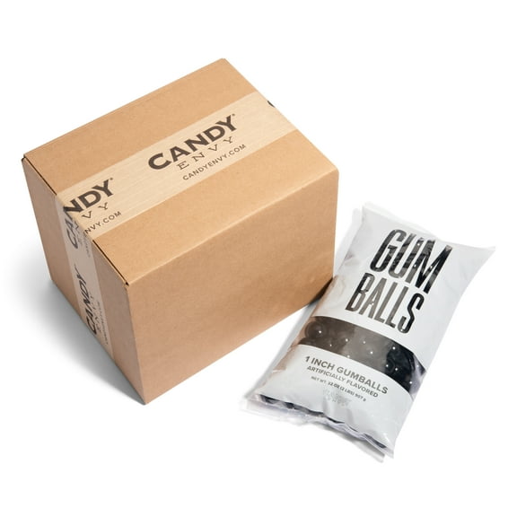 Candy Envy - Black 1 Inch Gumballs - 2lb Bag - 6 Bags with Approximately 113 Gumballs Per Bag - North American Made & Kosher Certified