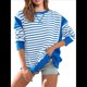 thumbnail image 2 of Sudadera Informal de Larga con Cuello Redondo y Rayas de Color Block para Mujer. Azul XXL, 2 of 5