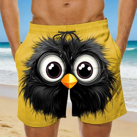 COSFO Casual Swim Shorts for Men Summer Beach Funny Animal Print Board Shorts Relaxed Fit Quick Dry Elastic Waist Drawstring Breathable Swim Shorts
