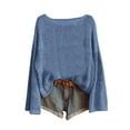 thumbnail image 1 of WZXFASHION Chandail Tricoté pour Femmes Mode Manches Longues Col Rond Blouse Hiver Chaud Couche Haut Quotidien Sortie Chemises 50 % de Rabais Liquidation Chandail Léger, 1 of 3