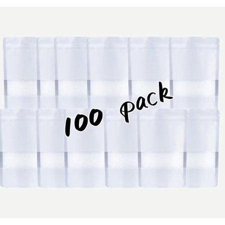 100Pcs Resealable Ziplock Bags, Flat Food Storage Bags Pouch(white)
