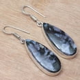 thumbnail image 3 of Larvikite Jasper Gemstone Handmade Silver Jewelry Earrings 1.5'', 3 of 3