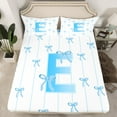 thumbnail image 2 of Castle Fairy Teens Boys Girls Bowknot Personalized Initial E 4 Pieces Queen Sheet Sets,Blue Geometric Stripes Ultra Soft Flat Sheet,Dreamy Princess Queen Fitted Sheet,Microfiber Bedroom Decor, 2 of 7