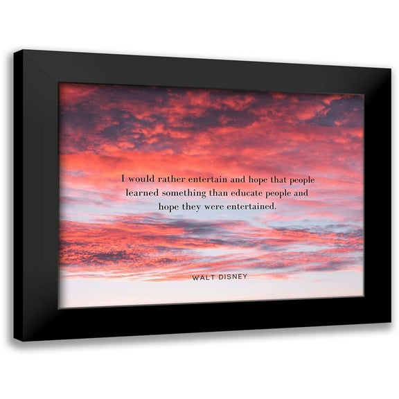 ArtsyQuotes 14x12 Black Modern Framed Museum Art Print Titled - Walt Disney Quote: Entertain