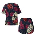 thumbnail image 5 of Picia Roses Skulls Pajamas Sets for Women Soft Short-Sleeved Pjs with Lounge Shorts Two Piece Sleepwear-3X-Large, 5 of 9