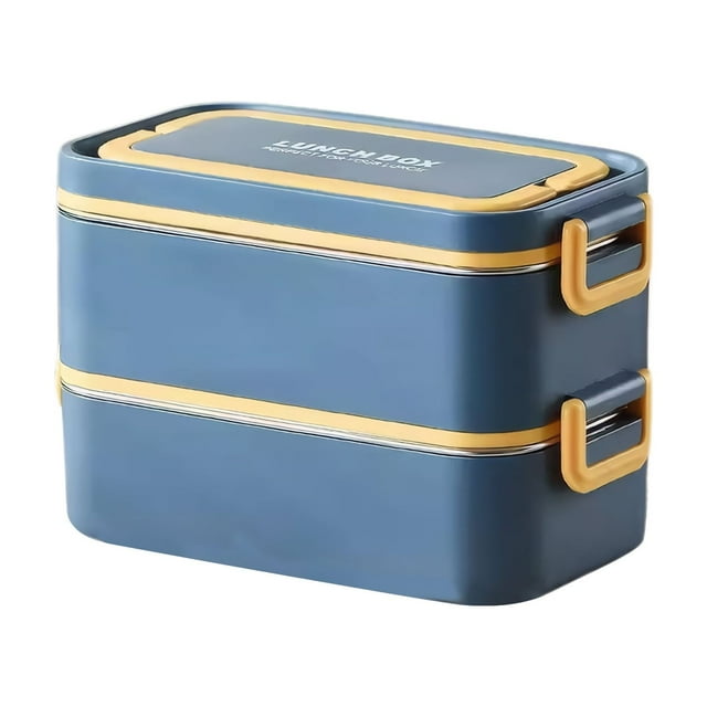 kurtrusly Heat Preservation Heating Lunch Box For On Go Large Capacity Lunch Box Microwave Dark blue No thermal bag