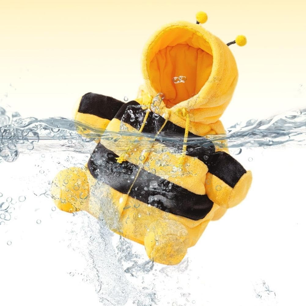 Cat Puppy Plush Outing Backpack, Soft Winter Warm Pet Carrier with Adjustable Crossbody Strap, Foldable Travel Backpack in Bee and Bear Style for Small Dogs and Cats