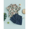 thumbnail image 4 of Wassery Toddler Kids Boys ummer Casual Outfit Cactus Bull Head Print Short Sleeve Shirt Tops and Ripped Denim Shorts Set 2pcs Gentleman Clothes 1-6T, 4 of 9