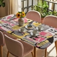 thumbnail image 3 of Abstract Art Table Cloths for 6 Foot Rectangle Tables, Pink Yellow Collage Art Torn Paper Pieces Patio Waterproof Elastic Fitted Tablecloths, Washable Rectangular Table Cover for Camping, 3 of 8
