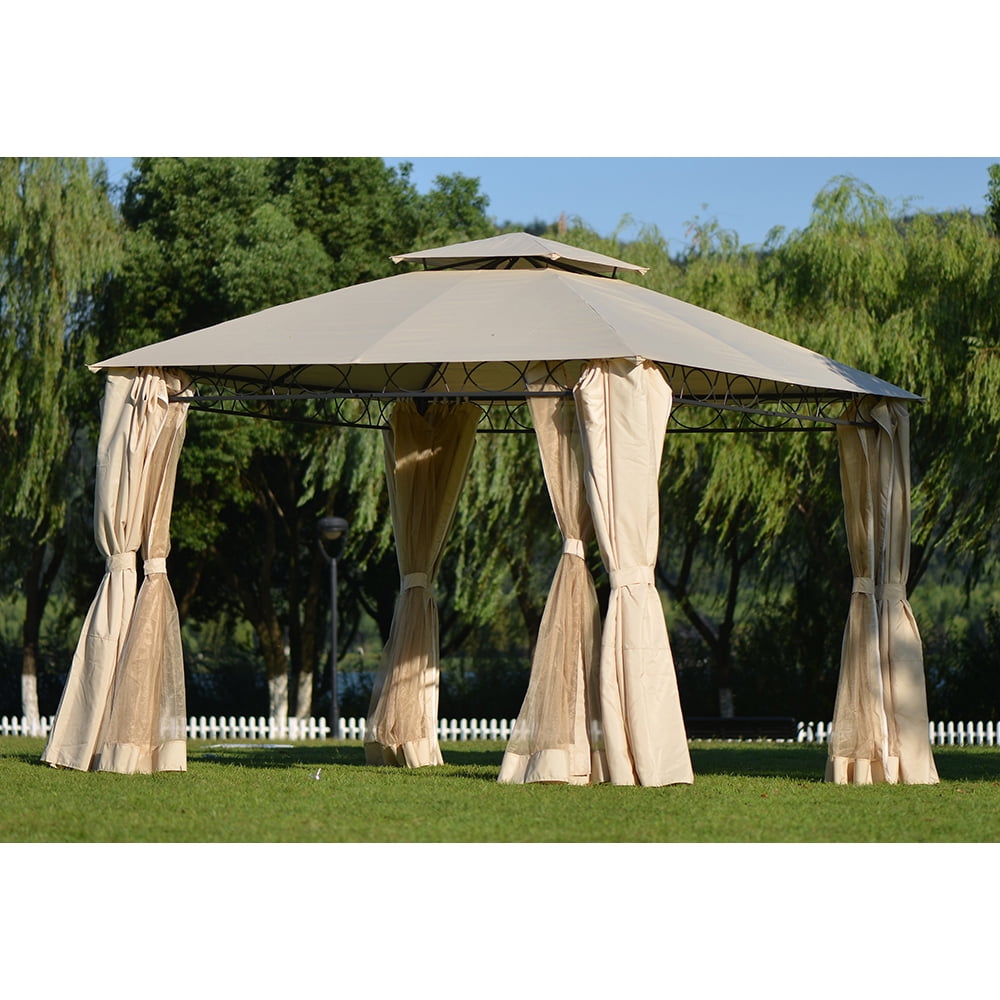 Veryke 10' x 10' Gazebo with Netting Curtains, Beige - Walmart.com