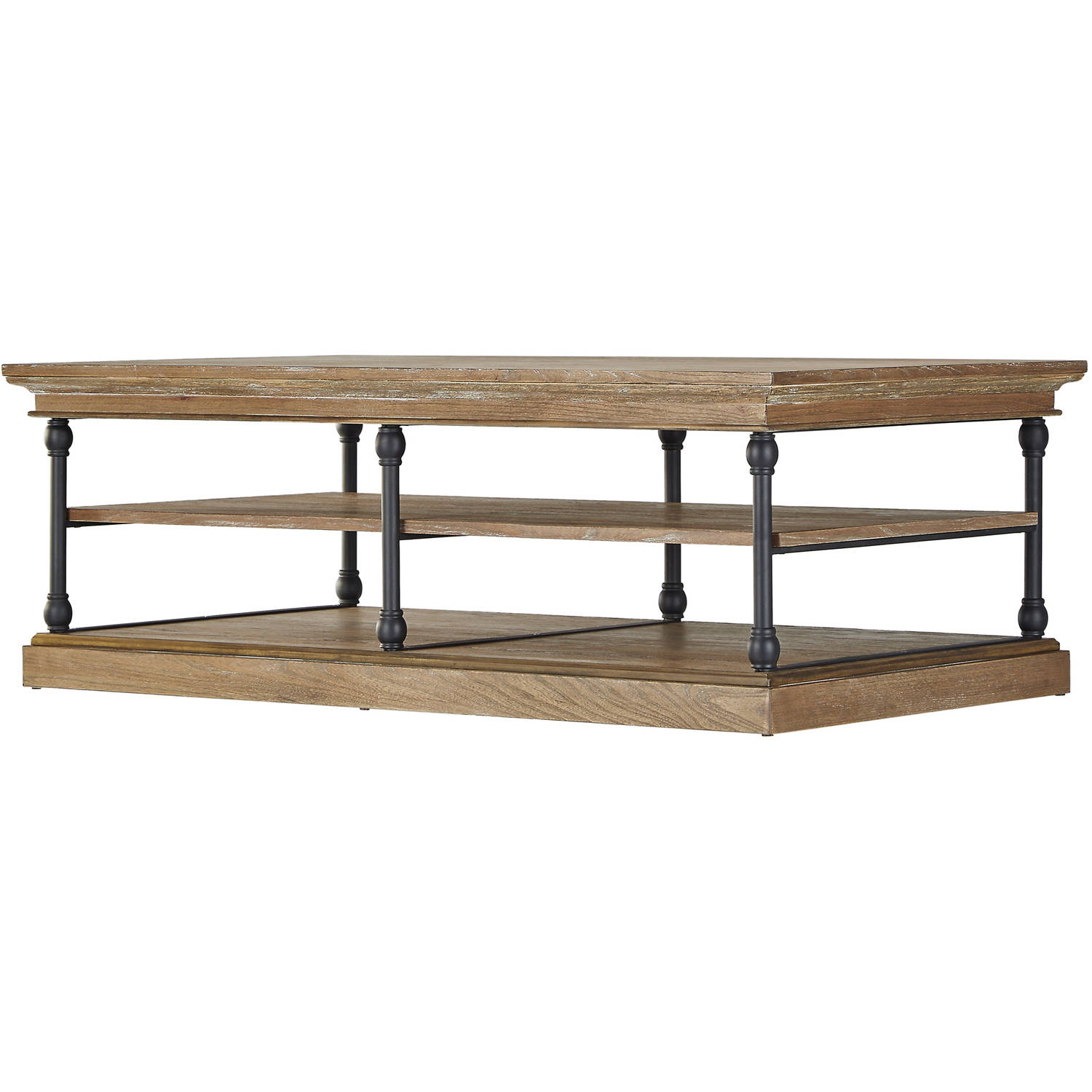 Weston Home Cabana Rectangular Storage Shelf Coffee Table, Brown