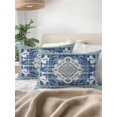 thumbnail image 3 of Waterproof Outdoor Throw Pillows with Inserts 12"x20", Blue Boho Soft Decorative Pillowcases for Couch Bedroom, Farmhouse Bohemian Medallion Oriental Flower Pillow Covers for Sofa Living Room, 3 of 8