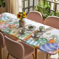 thumbnail image 3 of Spring Easter Table Cloths for 8 Foot Rectangle Tables, Rabbit Eggs Eucalyptus Leaf Floral Butterfly Patio Waterproof Elastic Fitted Tablecloths, Washable Rectangular Table Cover for Camping, 3 of 8