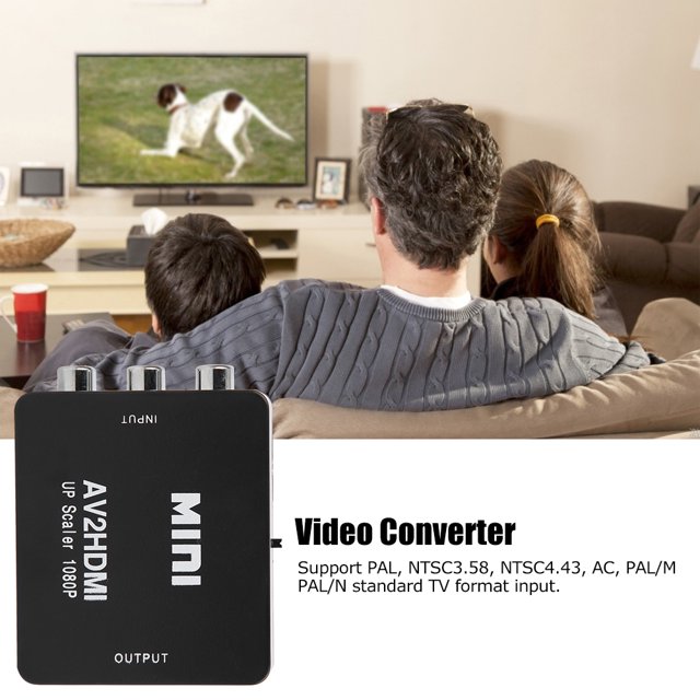 Mini Video Converter, Accuracy AV HD Multimedia Interface Converter, With USB Cable for Home Black