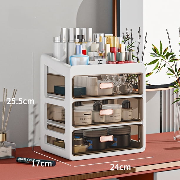 Caja de almacenamiento de cosméticos, tocador, escritorio, cajón transparente, dormitorio, papelería, medicina, ropa, armario de almacenamiento multiusos