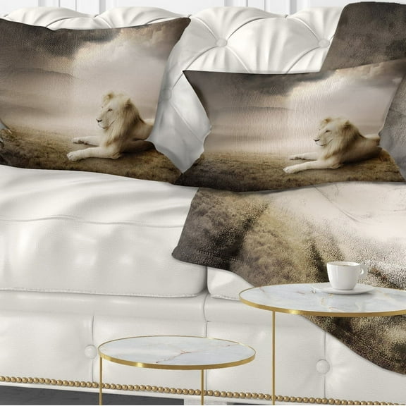 Designart King of Animals At Sunset - Animal Throw Pillow - 12x20