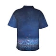 thumbnail image 4 of Xecao Retro Blue Glitter print Hawaiian shirt - a stylish short-sleeve button-down for men, perfect for casual beach and tropical outings., 4 of 9