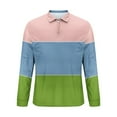 thumbnail image 5 of Timoontee Shirts for Men Modern Fit Long Sleeve Lapel Pullover Casual T-Shirts Lightweight Workout Color Block Zipper Tops Pink L, 5 of 5