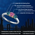thumbnail image 2 of Gem Stone King 925 Silver and 10K Yellow Gold Pink Moissanite and London Blue Topaz Engagement Ring for Women | 1.16 Cttw | Round 5MM | Gemstone Birthstone | Size 9, 2 of 6