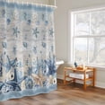 thumbnail image 6 of Ocean Starfish Shower Curtains for Bathroom, Coastal Vintage Blue Sea Shell Seahorse Jellyfish Stripe Washable Fabric Shower Curtain with Hooks Waterproof Bathroom Decor Sets, 66 x 72 Inches, 6 of 9