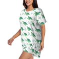 thumbnail image 2 of "Wukai Turtle Women's Pajama Set - Short-Sleeve Top and Shorts with Elastic Waistband and Pockets for Loungewear, Yoga, and Casual Wear-X-Large, 2 of 8