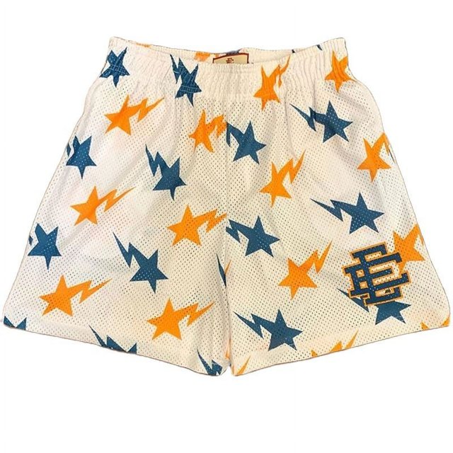 Pantalones cortos de gimnasio con estampado Floral para hombre, Shorts clásicos de malla básica para gimnasio, baloncesto, deportes de playa, novedad de veranowhite orange WJX