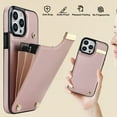 thumbnail image 7 of for iPhone 16 Pro Case with Card Holder, RFID Blocking, Kickstand, Premium PU Leather Shockproof Protective Back Folded Magnetic Clasp Cover Phone Case For iPhone 16 Pro,Rosegold, 7 of 7