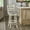 Antique White / Grey, variant on Weston Home Shapel Ladder Back 29"H Swivel Bar Stool, Antique White Finish, Grey Linen