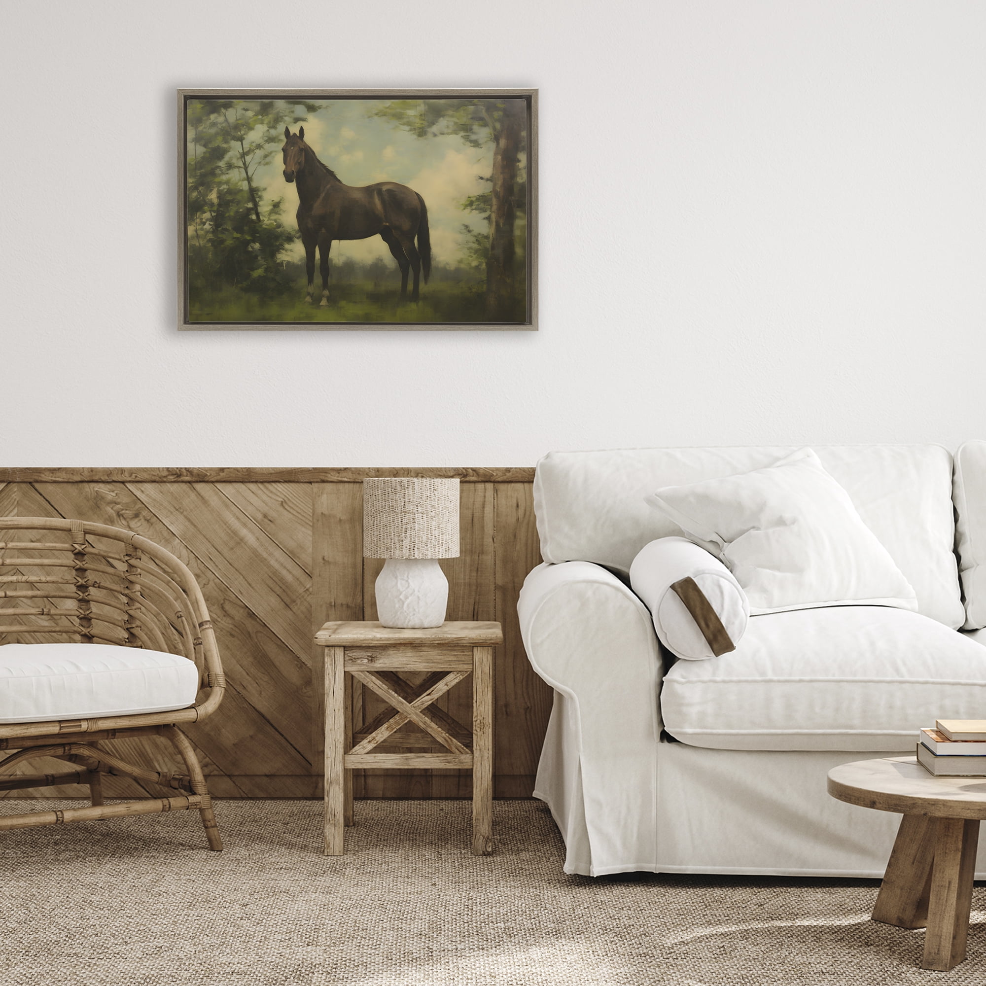 Stupell Industries Forest Horse Portrait Brown Framed Floater Canvas Wall Art, design by Petal Prints Design