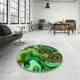 thumbnail image 4 of Ahgly Company Machine Washable Indoor Round Transitional Dark Forest Green Area Rugs, 7' Round, 4 of 7