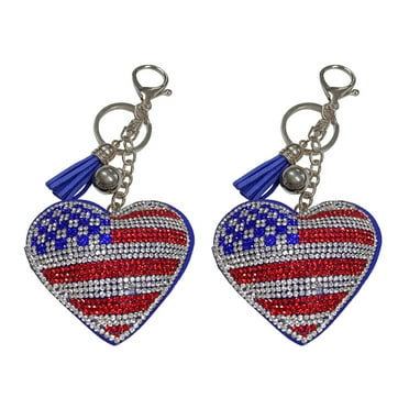 2pcs Creative American National Flag Design Key Chain Fashion Bag Hanging Pendant Delicate Key Chain for Man Woman