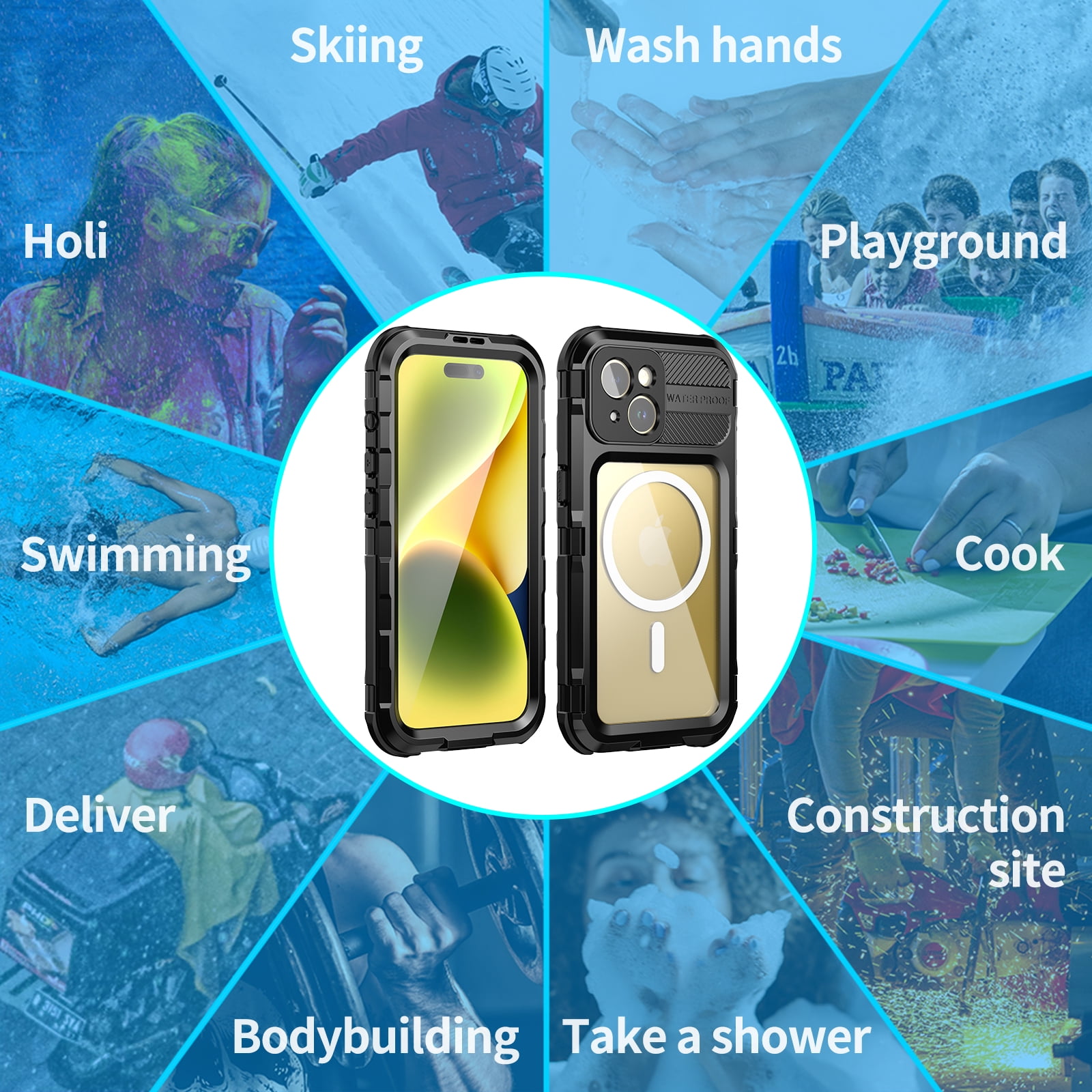 for iPhone 15 Pro Case, IP68 Waterproof Dustproof Shockproof Cases with Built-in Screen Protector, Full Body Sealed Protective Front and Back Cover for iPhone 15 Pro, 6.1 inch, Black