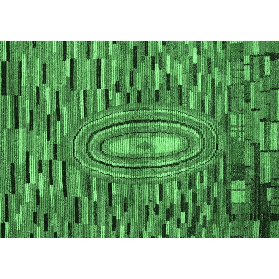 Ahgly Company Indoor Rectangle Oriental Emerald Green Modern Area Rugs, 7' x 10'