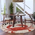 thumbnail image 4 of Red Vintage Crab Round Living Room Rugs 8 ft, Nautical Ocean Wood Texture Washable Large Area Rug with Non-Slip Sturdy Edge Binding Round Carpet for Dining Room Kitchen Office, 4 of 9