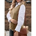 thumbnail image 6 of Oversized Sweater Vest for Women V Neck Sleeveless Solid Color Loose Pullover Sweater Khaki L, 6 of 9