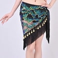 thumbnail image 4 of Xfvqtps Woman Sequin Dance Skirt Tassel Triangular Belt Belly Dancing Waist Towel Waist Chain Hip Towel Performance Skirt Green, 4 of 7