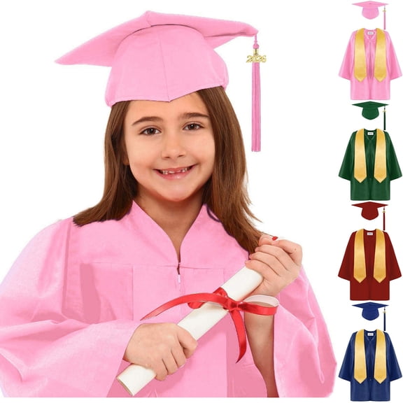 RTKFRFLM Kids Academic Graduation Suit Preschool Cap and Gown Set with Tassel Navy 10-12 Years