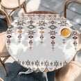 thumbnail image 3 of Vintage Southwest Round Fitted Table Cover Brown Boho Geometric Tribal Style Waterproof Table Cloth with Elastic Edge Wipeable Tablecloth for Picnic Camping Party Fits 55"-60" Diameter, 3 of 8