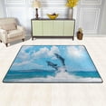 thumbnail image 2 of SKYSONIC 72x48in Dolphin Summer Jump Area Rug, Ocean Ocean Animal Non-Slip Floor Carpet for Indoor Living Dining Room and Bedroom Area, 2 of 7