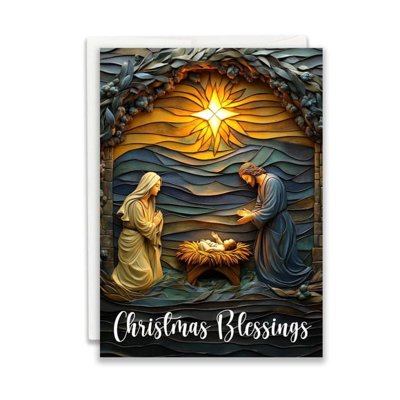 Tarjeta de Navidad JBH Creations Nativity Blessings, paquete de 24