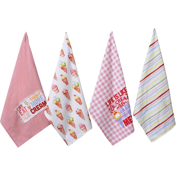 Accent Home Cotton Kitchen Towels Set of 4 pcs Absorbent Dish Towels