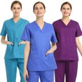 thumbnail image 2 of Scrub Medical Uniform Top Women Men Tunic Nurse Hospital Work Wear Medical Tops, 2 of 8