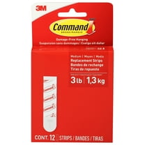 Command Medium Refill Strips 12/Pkg-White