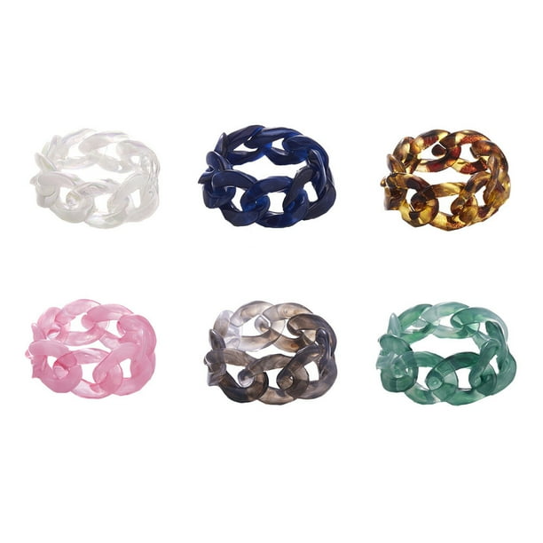 6 anillos creativos de resina para manualidades, joyería artesanal, anillos únicos para modelar cadenas.